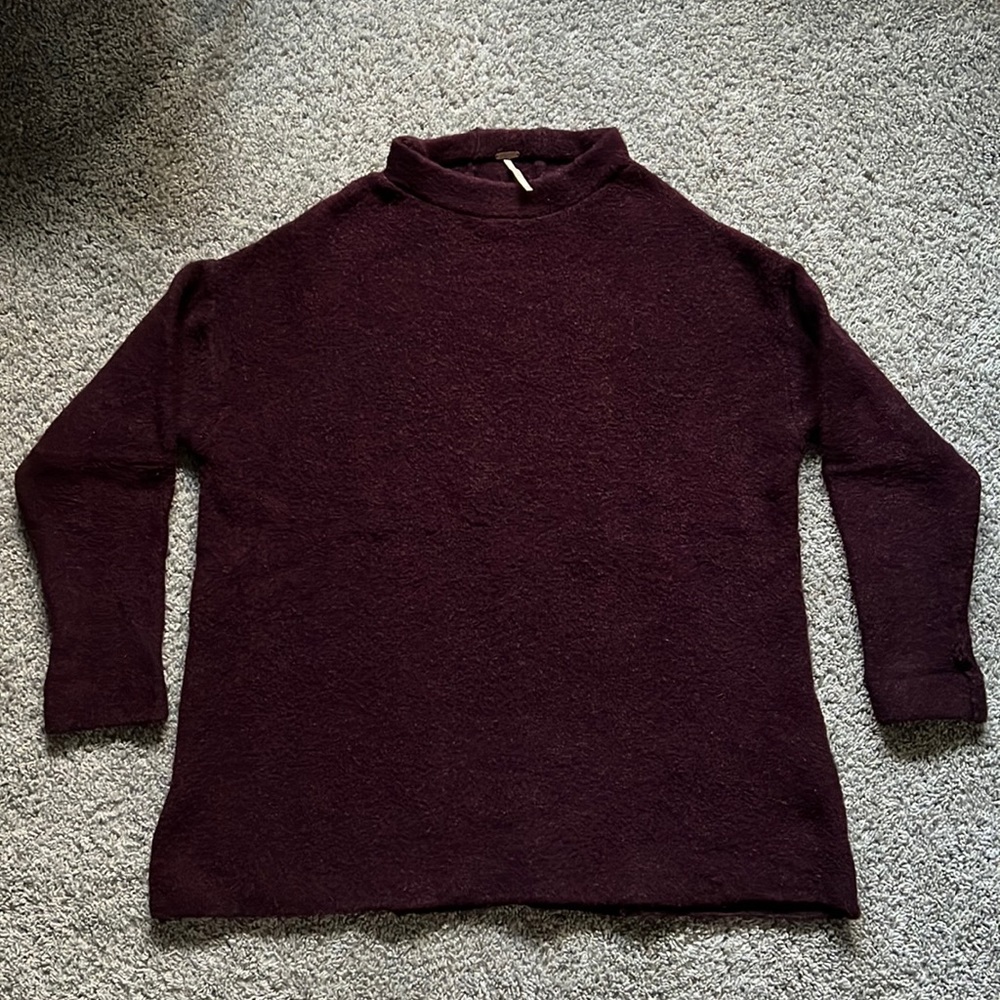 Free People Burgundy Oversized Sweater